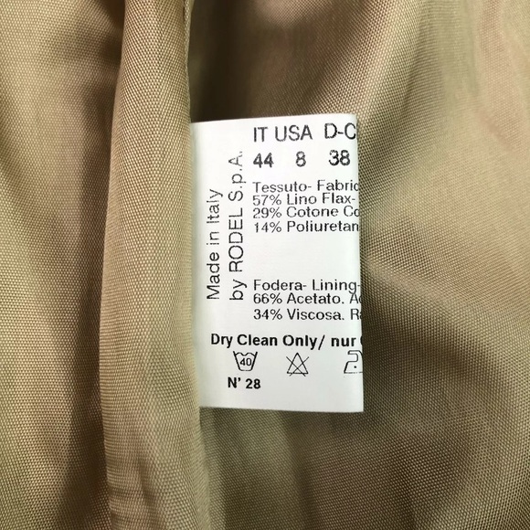 Rodel Linen Button Down Peacoat Long Jacket Designer Vintage Italy - Picture 10 of 14